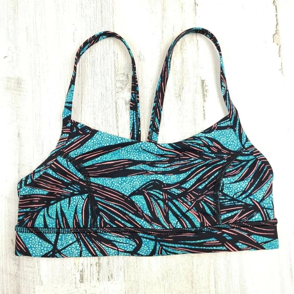 Lululemon Rise And Run Mini Palm Lace Tofino Sports Bra Size 4 EUC